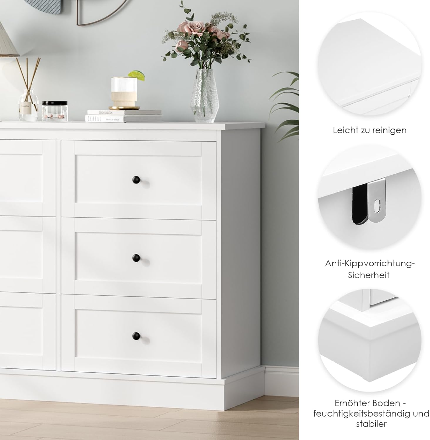 Bedroom Dresser Storage Cabinet with 6 Drawers