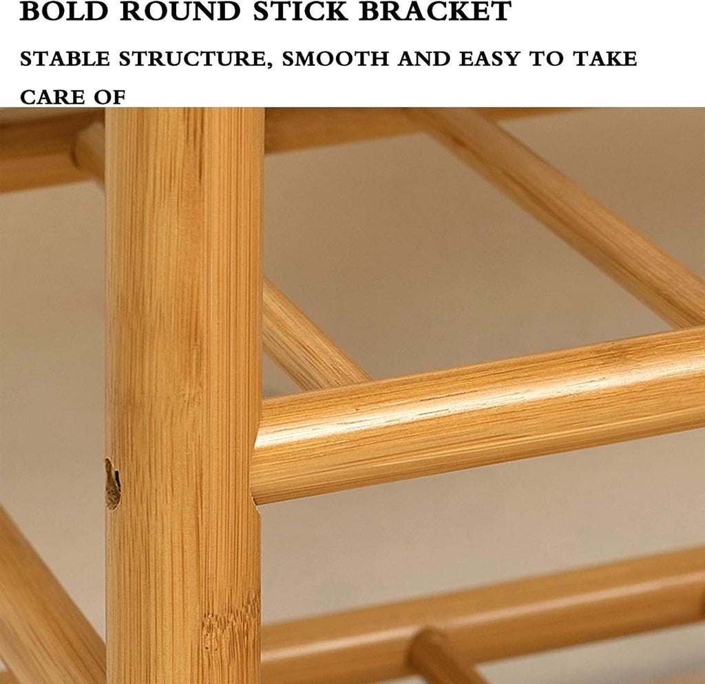 Bamboo 2 Tier Shoe Storage Rack Bench