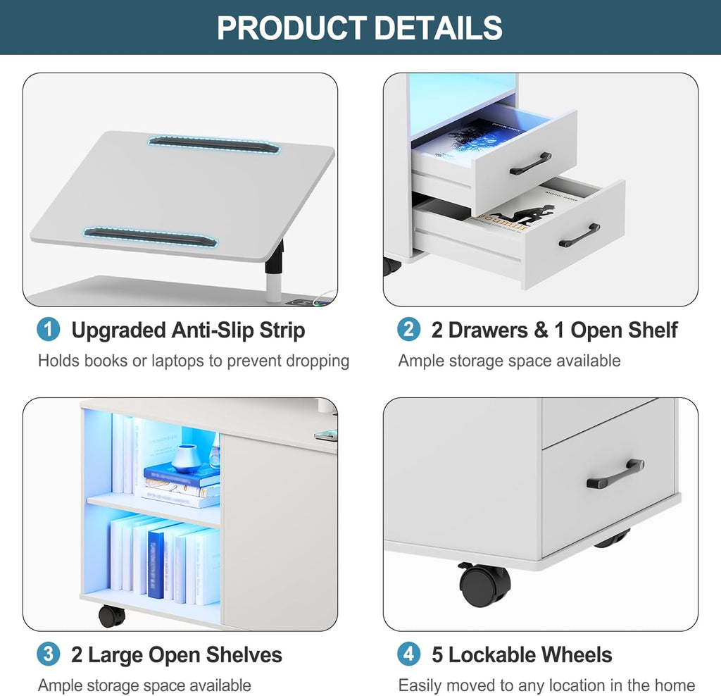 Gurexl 360° LED Nightstand with Wireless Charging Station