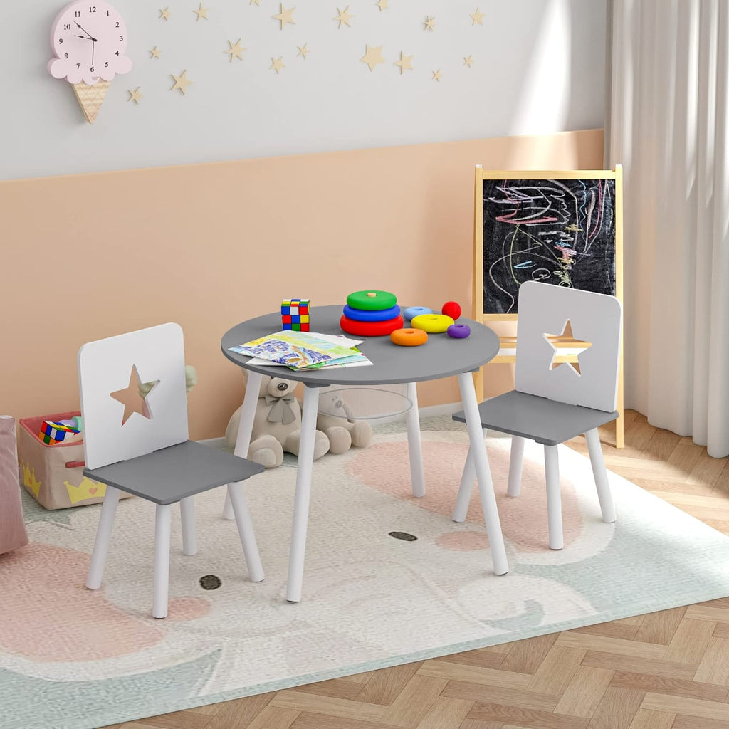 Wooden Kids' Children's Table with 2 Chairs Stools and 1 Storage Basket