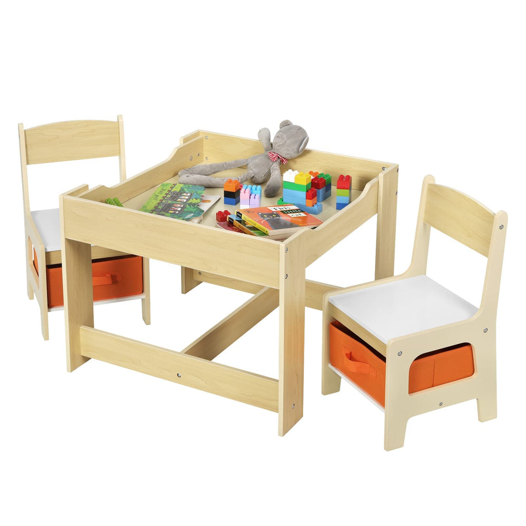Children's Table + 2 Chairs with Storage Space for Preschool Children