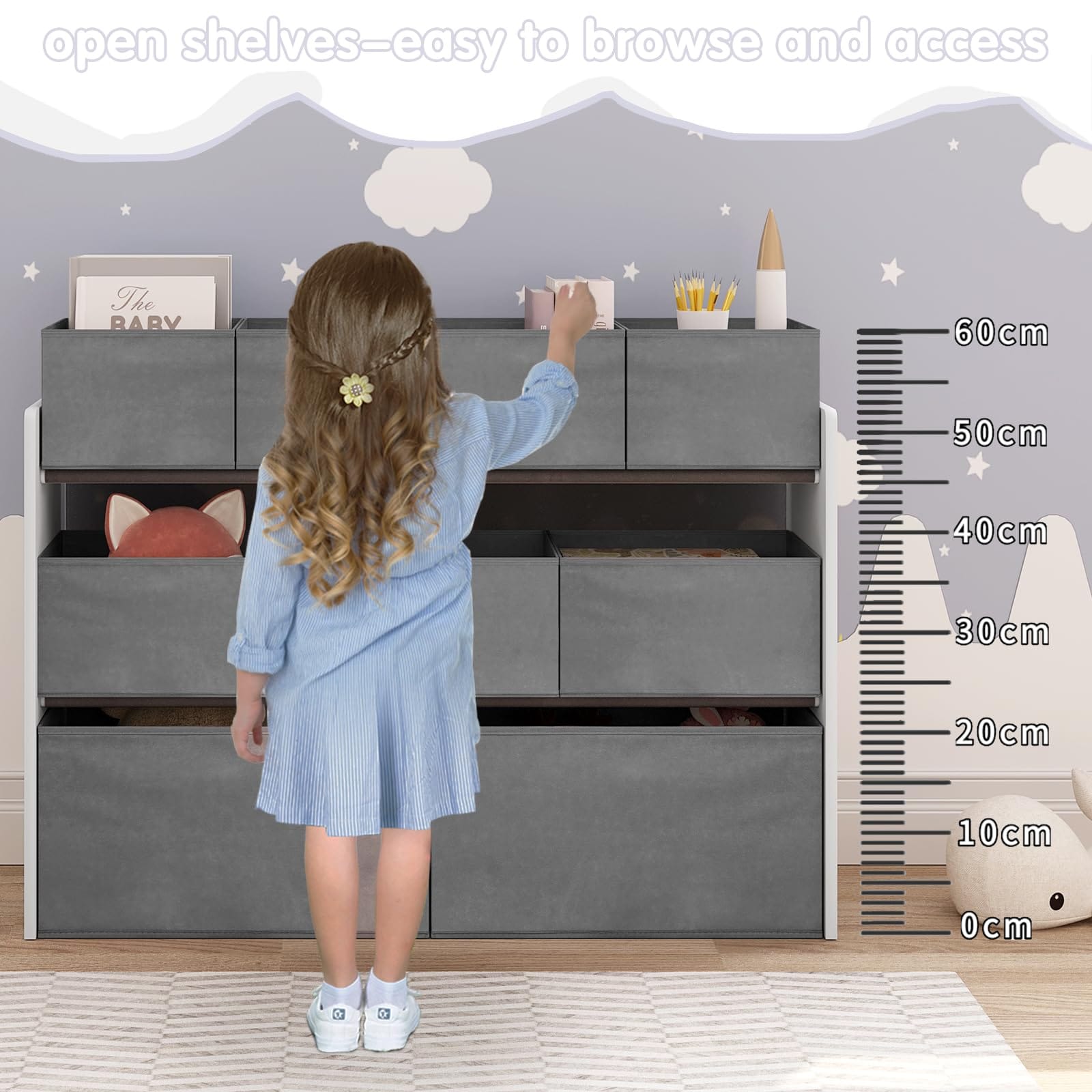 Kids Storage Unit with 9 Toy Boxes