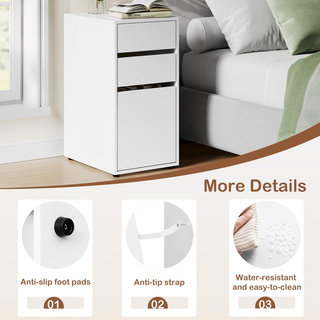 WOLTU Bedside Table, with 3 Drawers