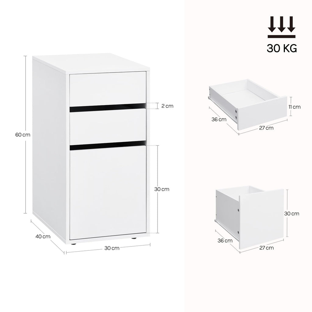 WOLTU Bedside Table, with 3 Drawers