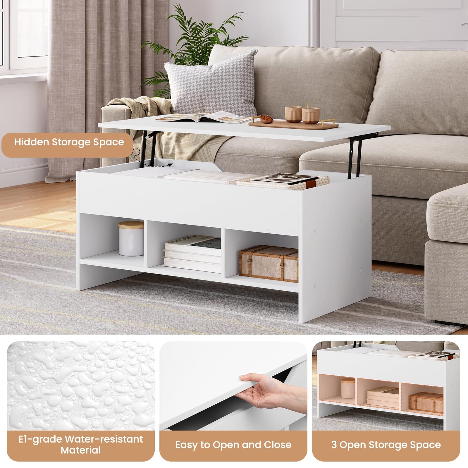 WOLTU Coffee Table Side Table with Lifting Top