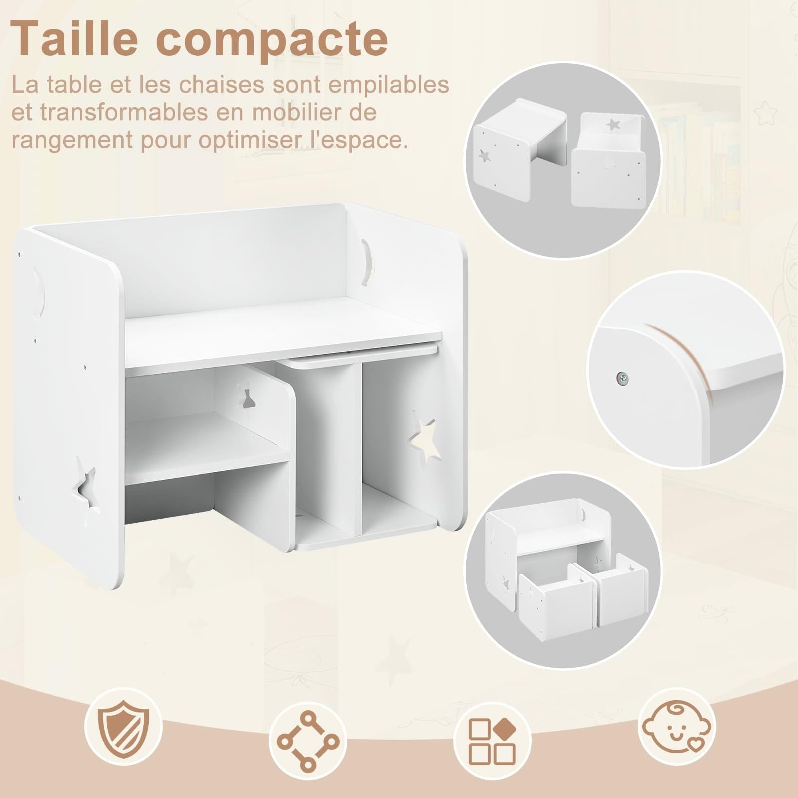 WOLTU Children's Table with 2 Chairs