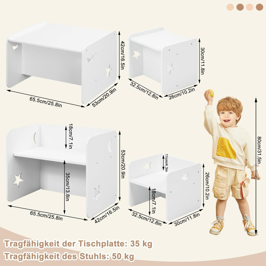WOLTU Children's Table with 2 Chairs