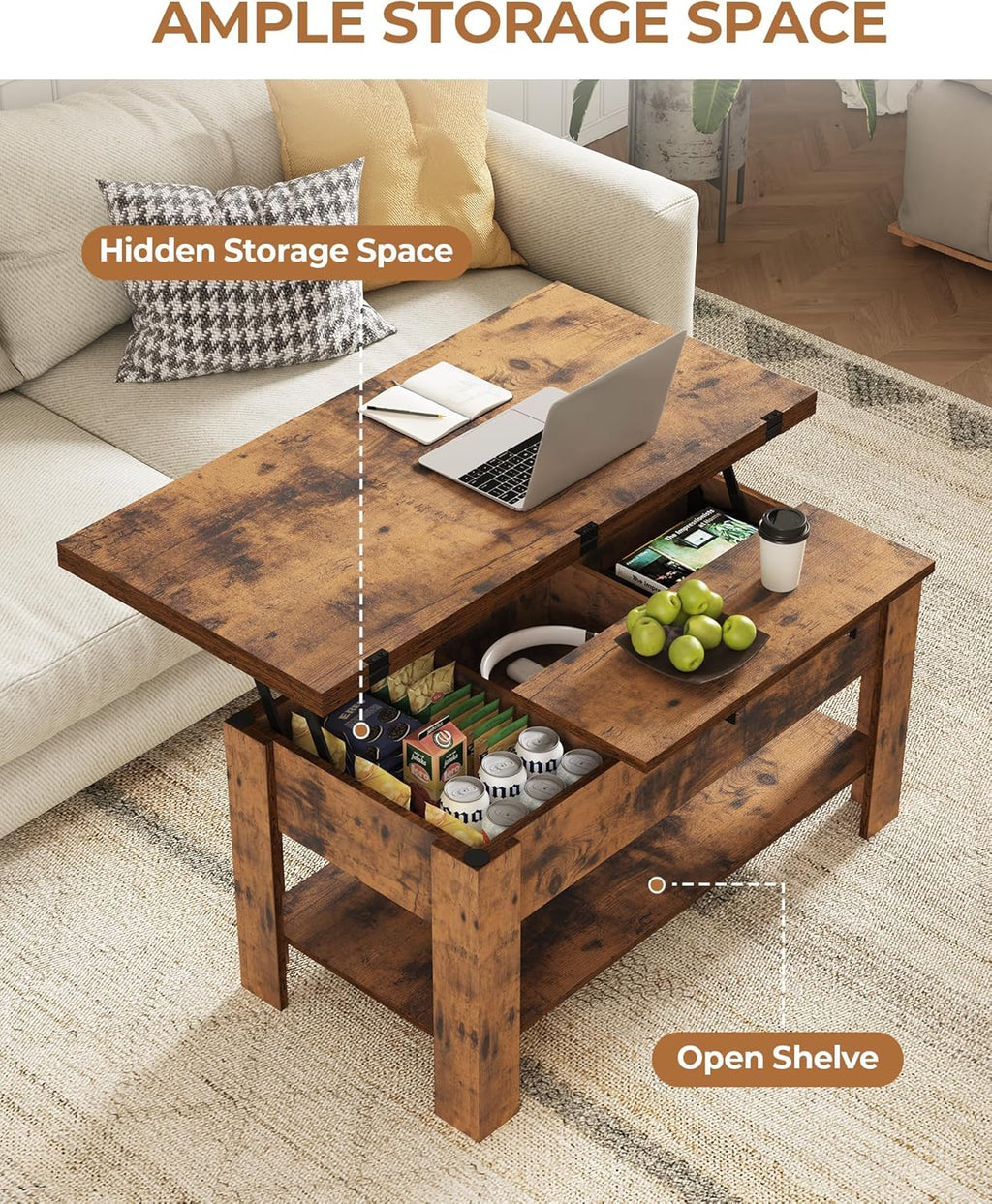 KIMENICH 3-in-1 Lift Top Coffee Table