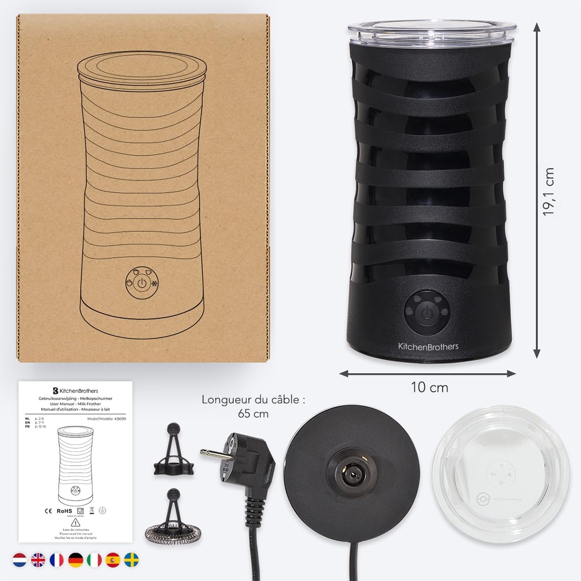 KitchenBrothers Electric Milk Frother