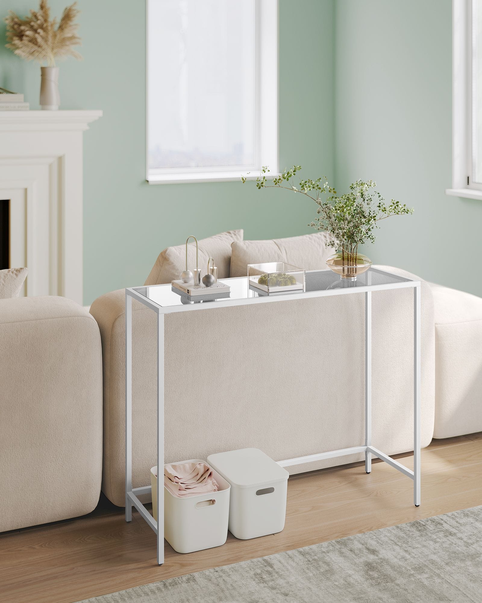 VASAGLE Console table tempered glass table top LGT026W01