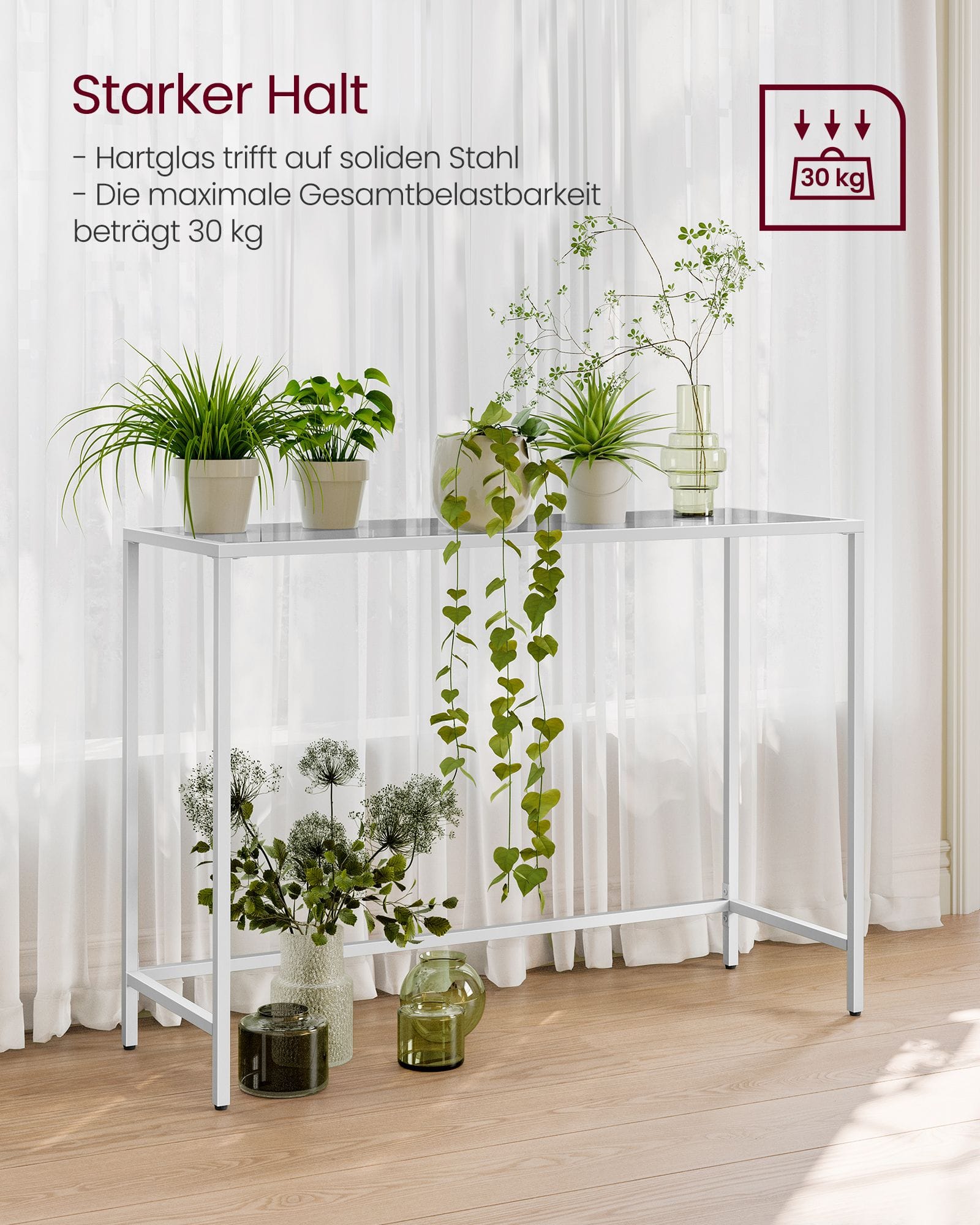 VASAGLE Console table tempered glass table top LGT026W01