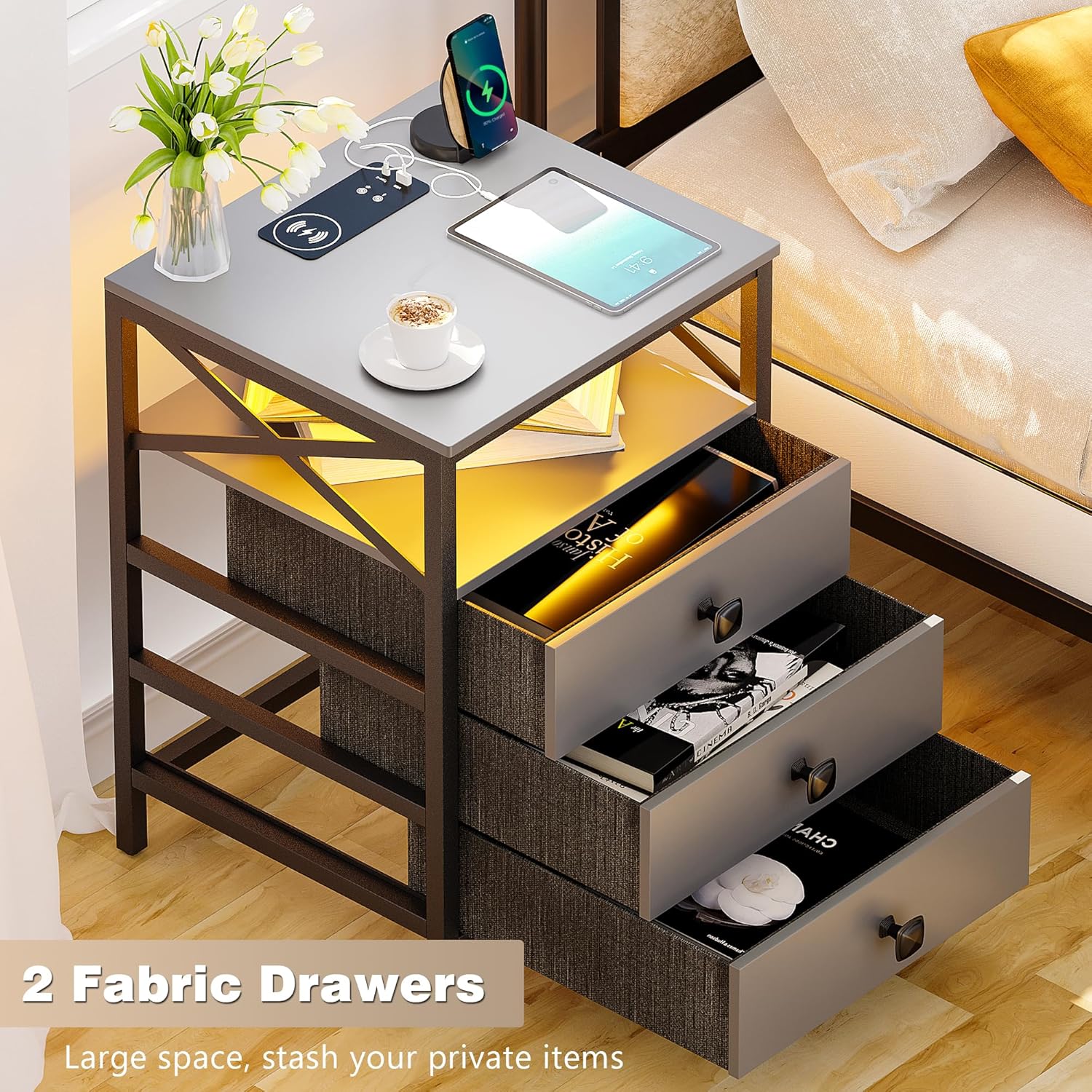 Nightstand with Wireless Charging Station1