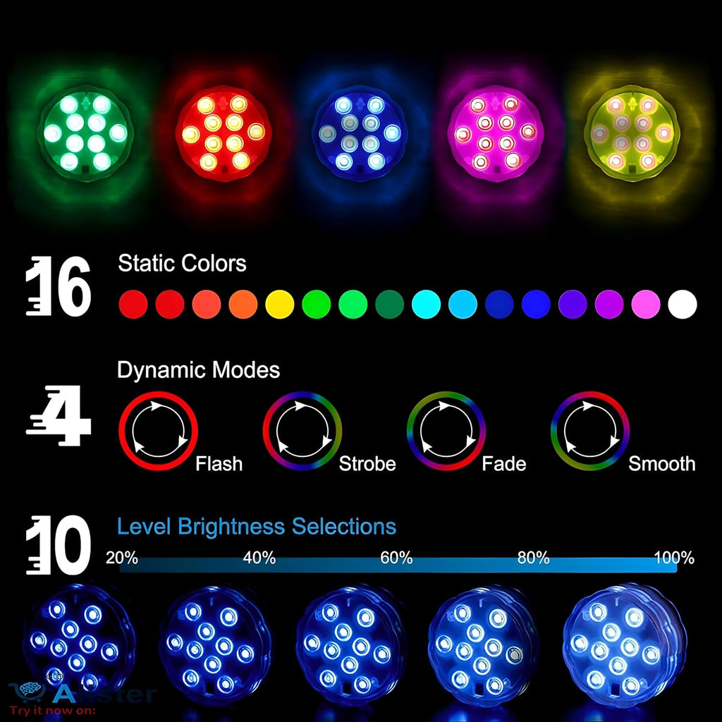 LED Underwater Lighting with Remote Control,