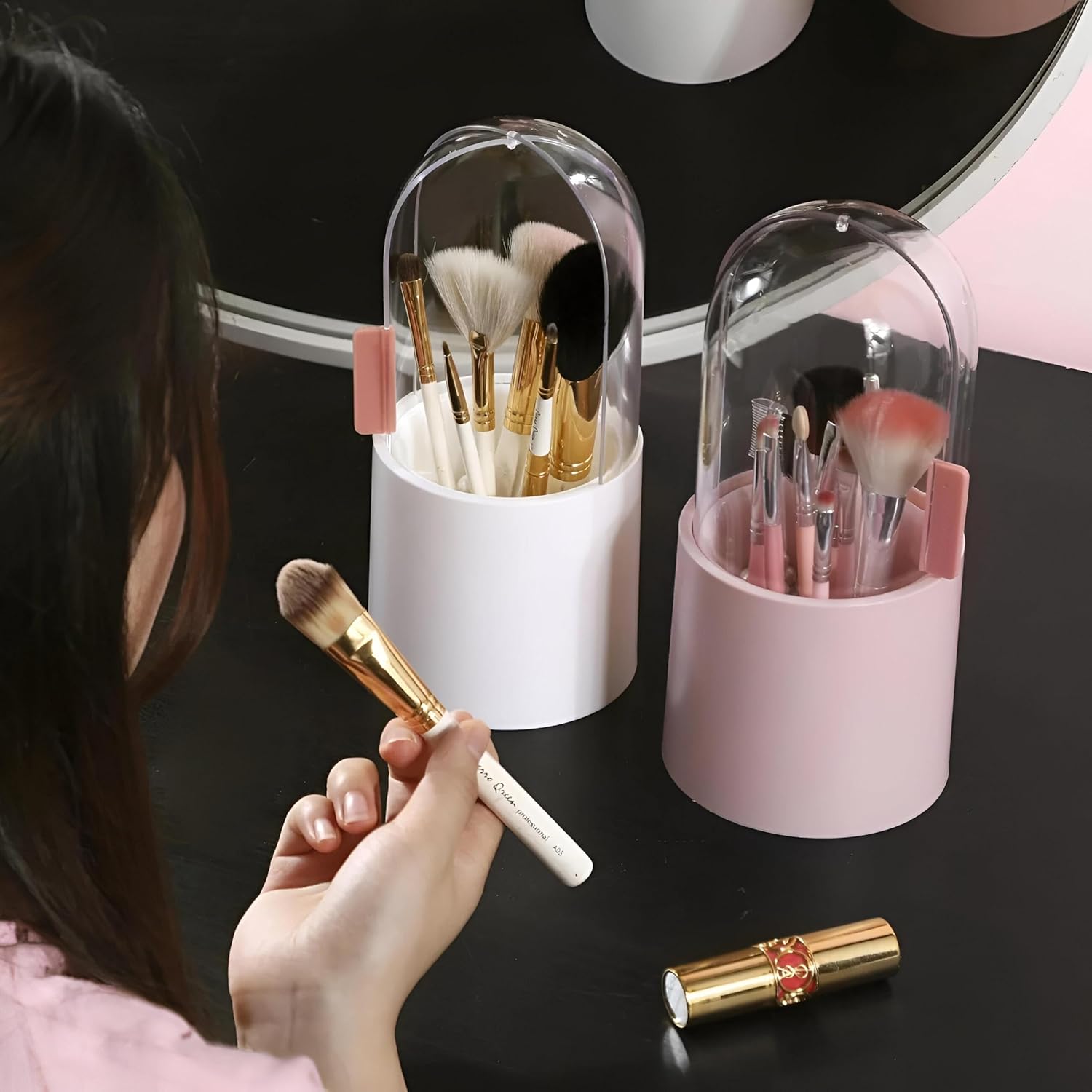 Makeup Brush Organizer with Lid