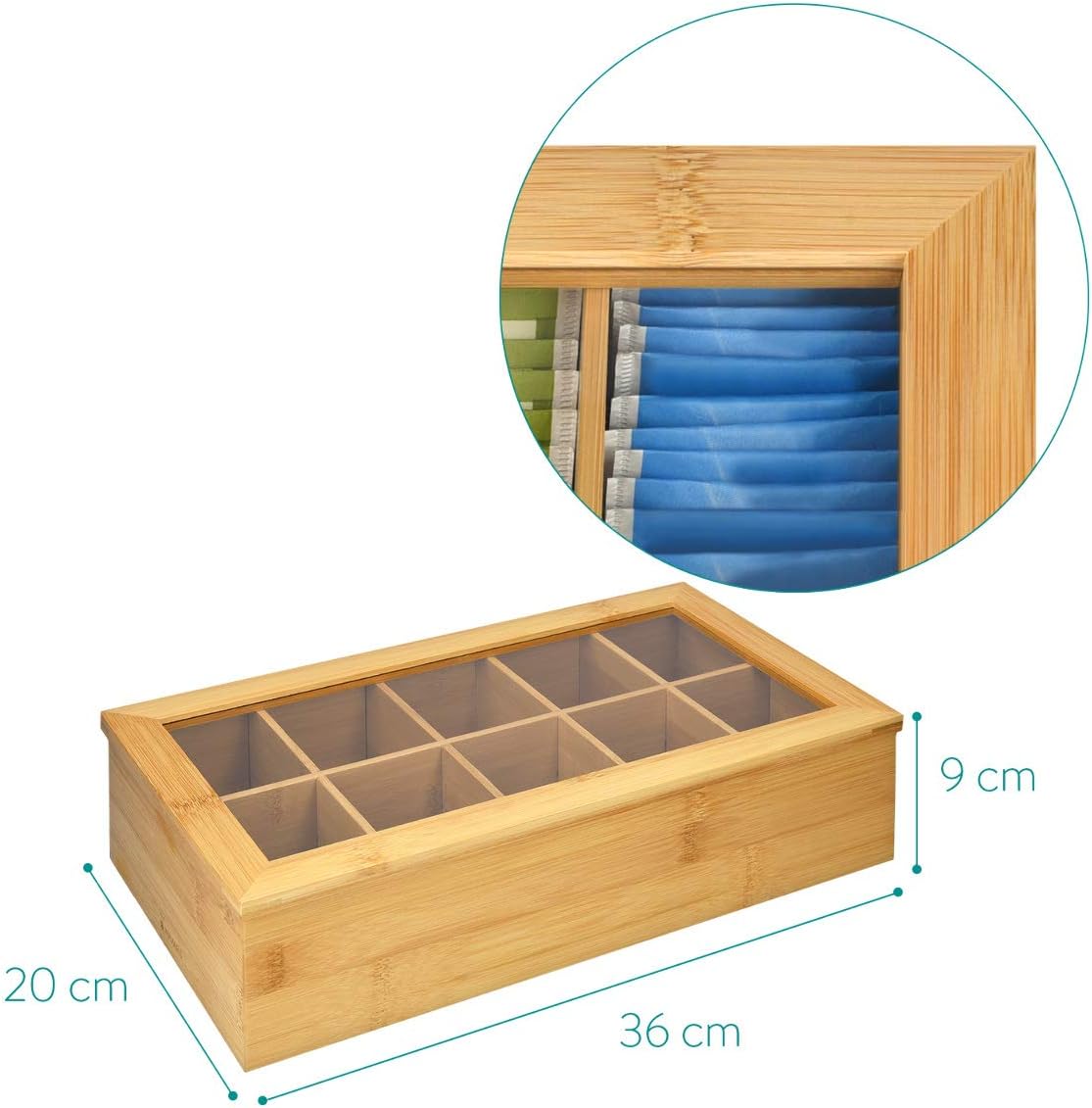 Bamboo Organiser Box with Transparent Lid