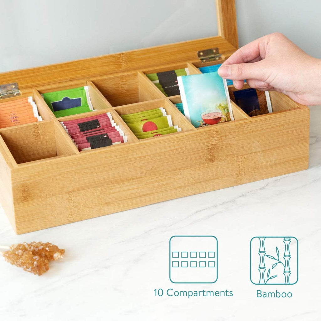 Bamboo Organiser Box with Transparent Lid