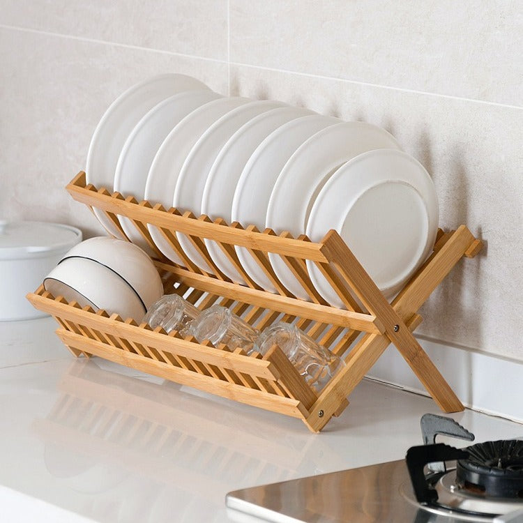 Bamboo Collapsible Dish Drying Rack