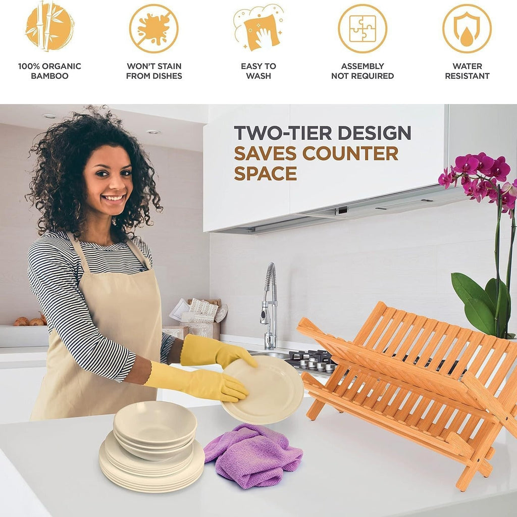 Bamboo Collapsible Dish Drying Rack