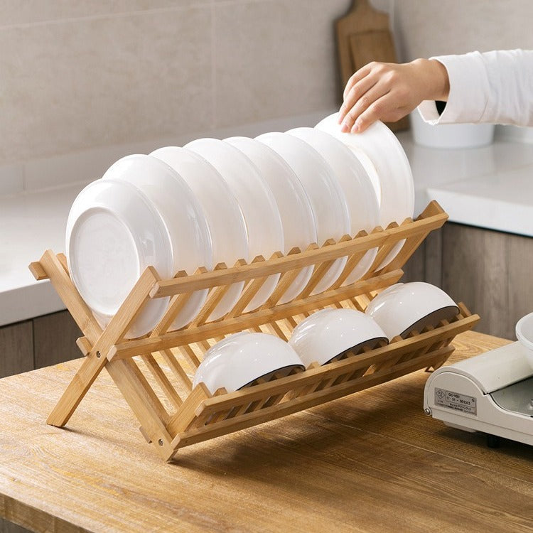 Bamboo Collapsible Dish Drying Rack
