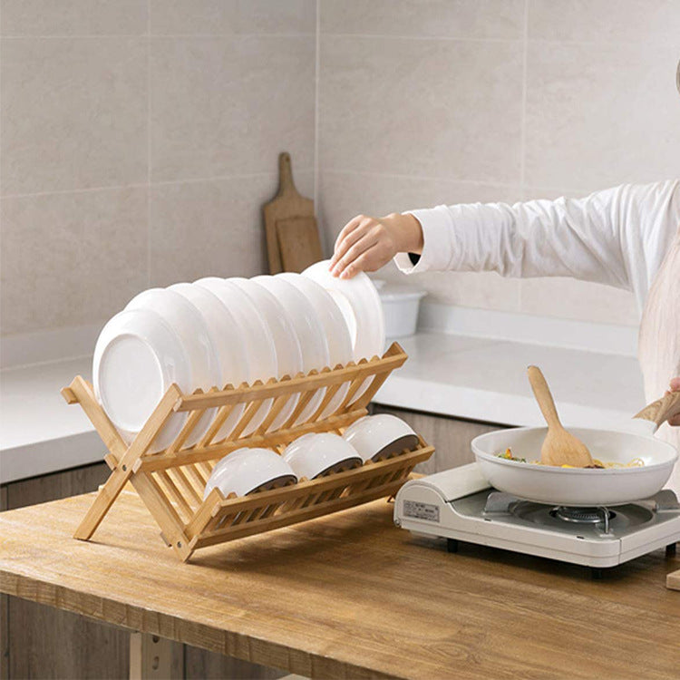 Bamboo Collapsible Dish Drying Rack