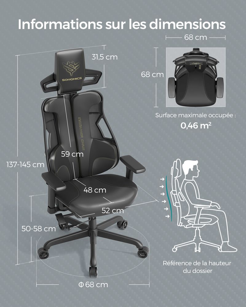SONGMICS Adjustable Gaming Chair