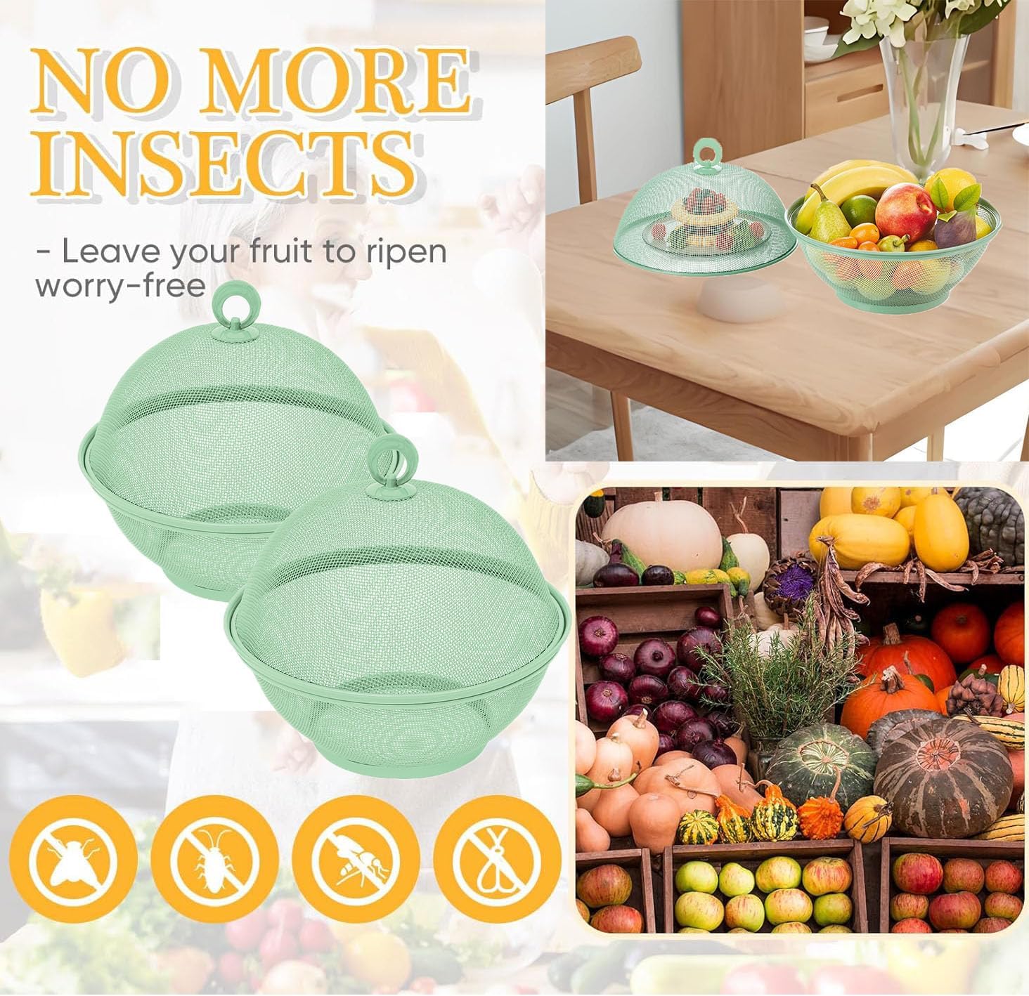 Set of 2 Fruit Basket with Lid