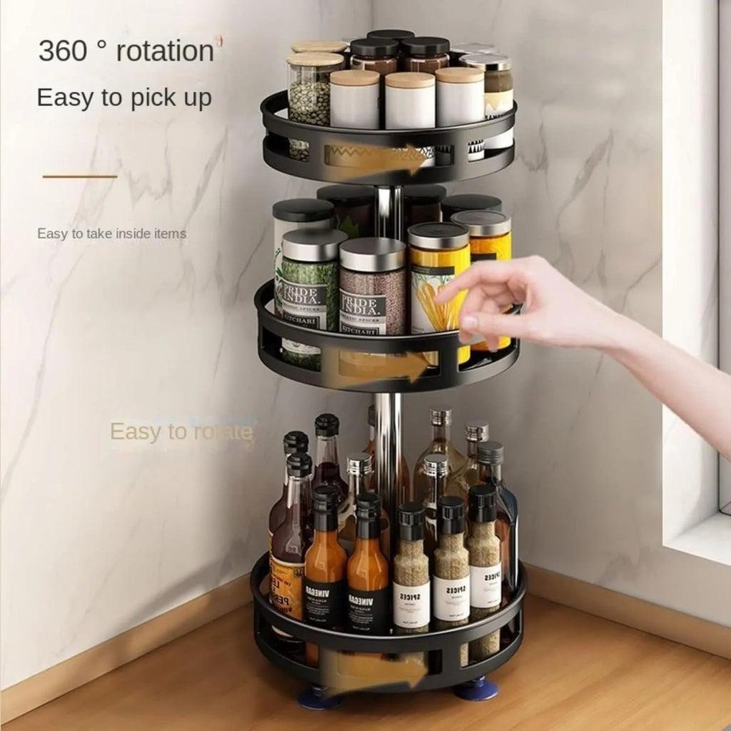 360-Degree Rotating Multi-Tier Spice Rack Organizer