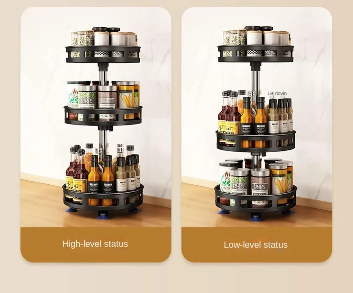 360-Degree Rotating Multi-Tier Spice Rack Organizer