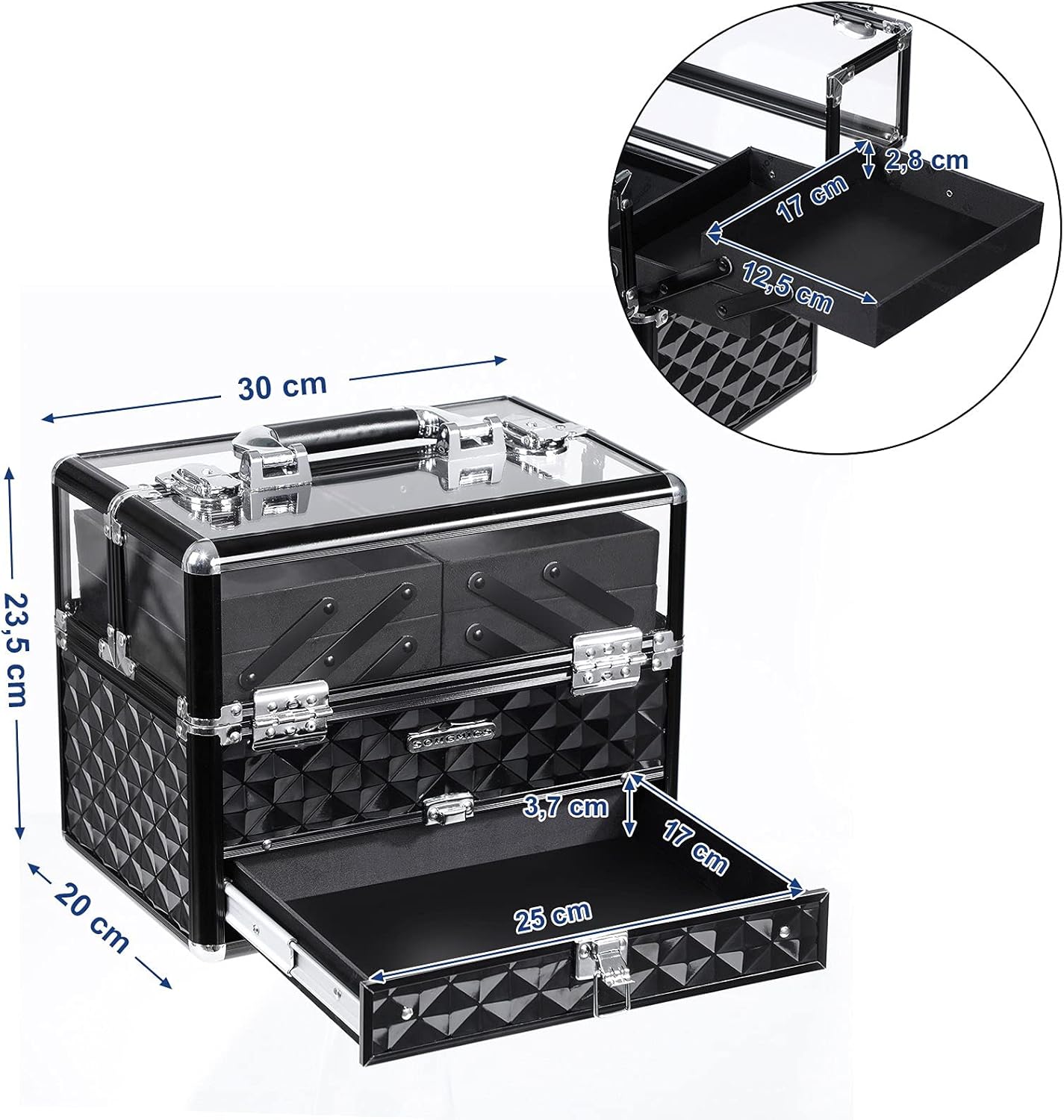 SONGMICS Deluxe Makeup Case JBC318B