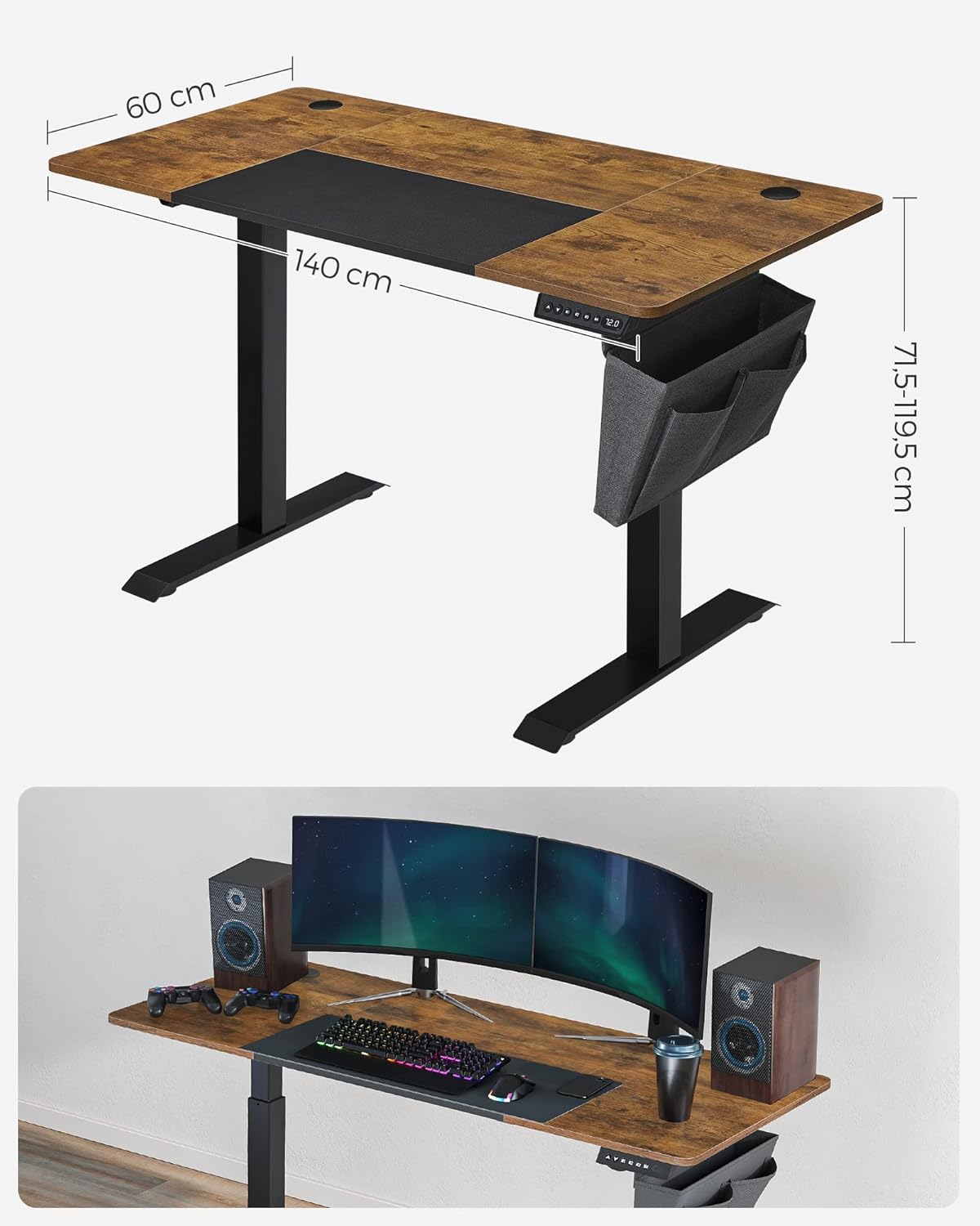 SONGMICS Electric Standing Desk