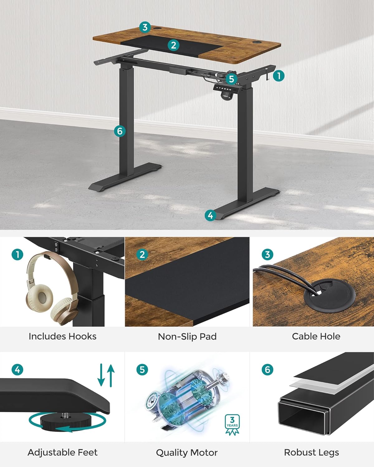 SONGMICS Electric Standing Desk