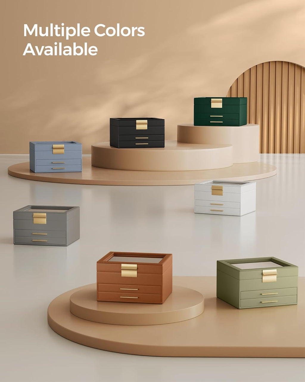 SONGMICS Jewelry Box Organizer with Glass Lid UJBC239K01