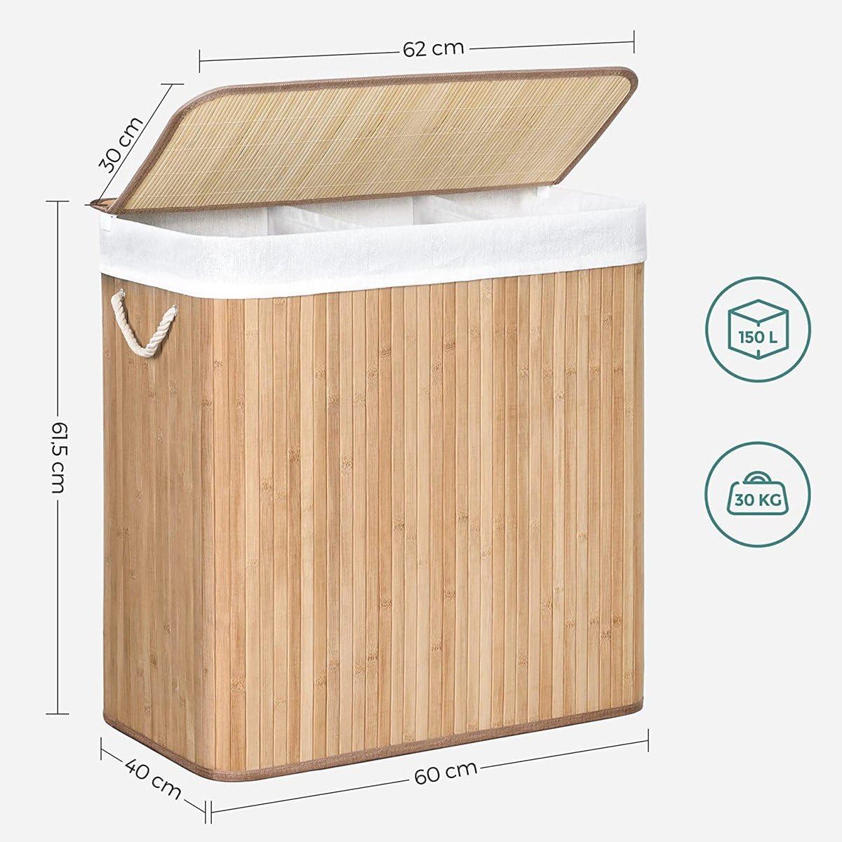 SONGMICS Bamboo Laundry Basket
