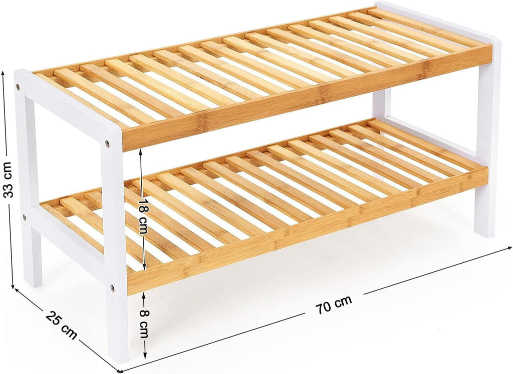 SONGMICS Natural Bamboo 2-Tier Shoe Rack