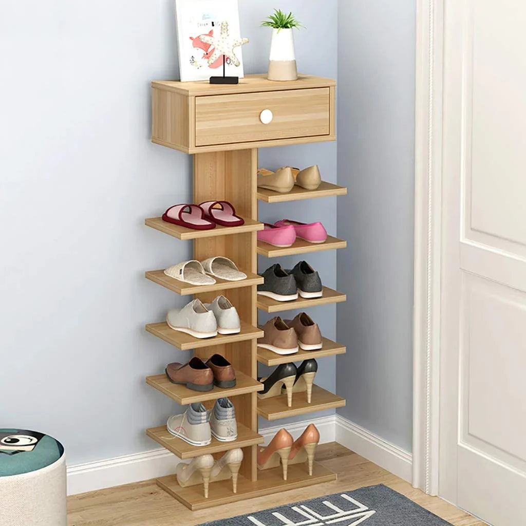 Vertical Shoe Rack Tower with Storage Drawer