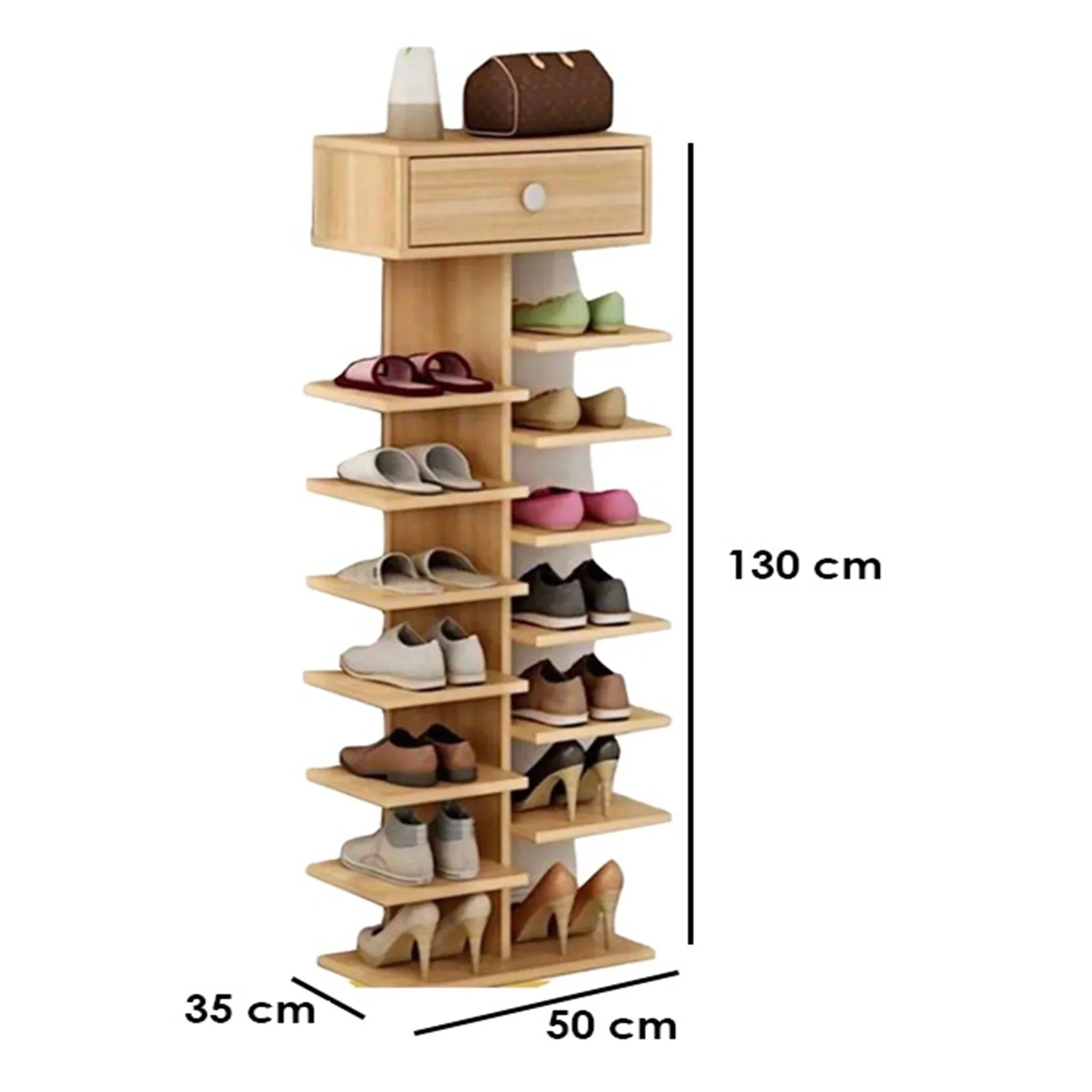 Vertical Shoe Rack Tower with Storage Drawer