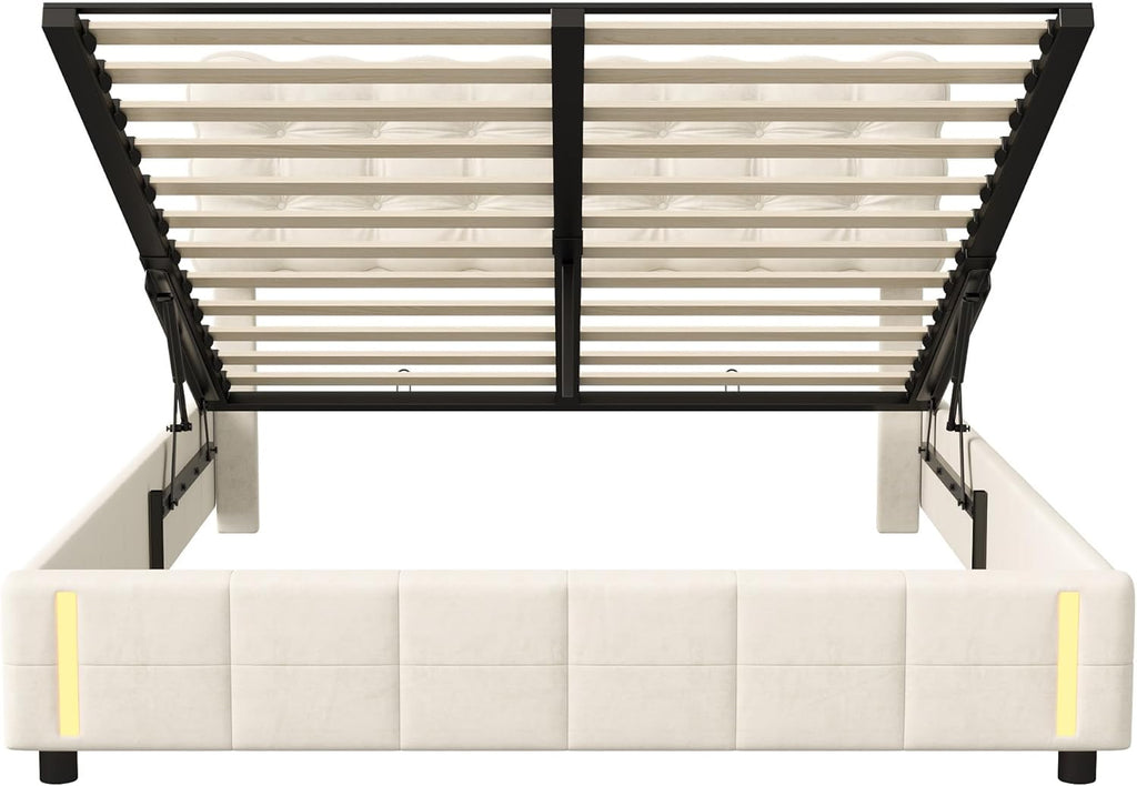 Bed with  Storage and LED Light with Automatic Sensor