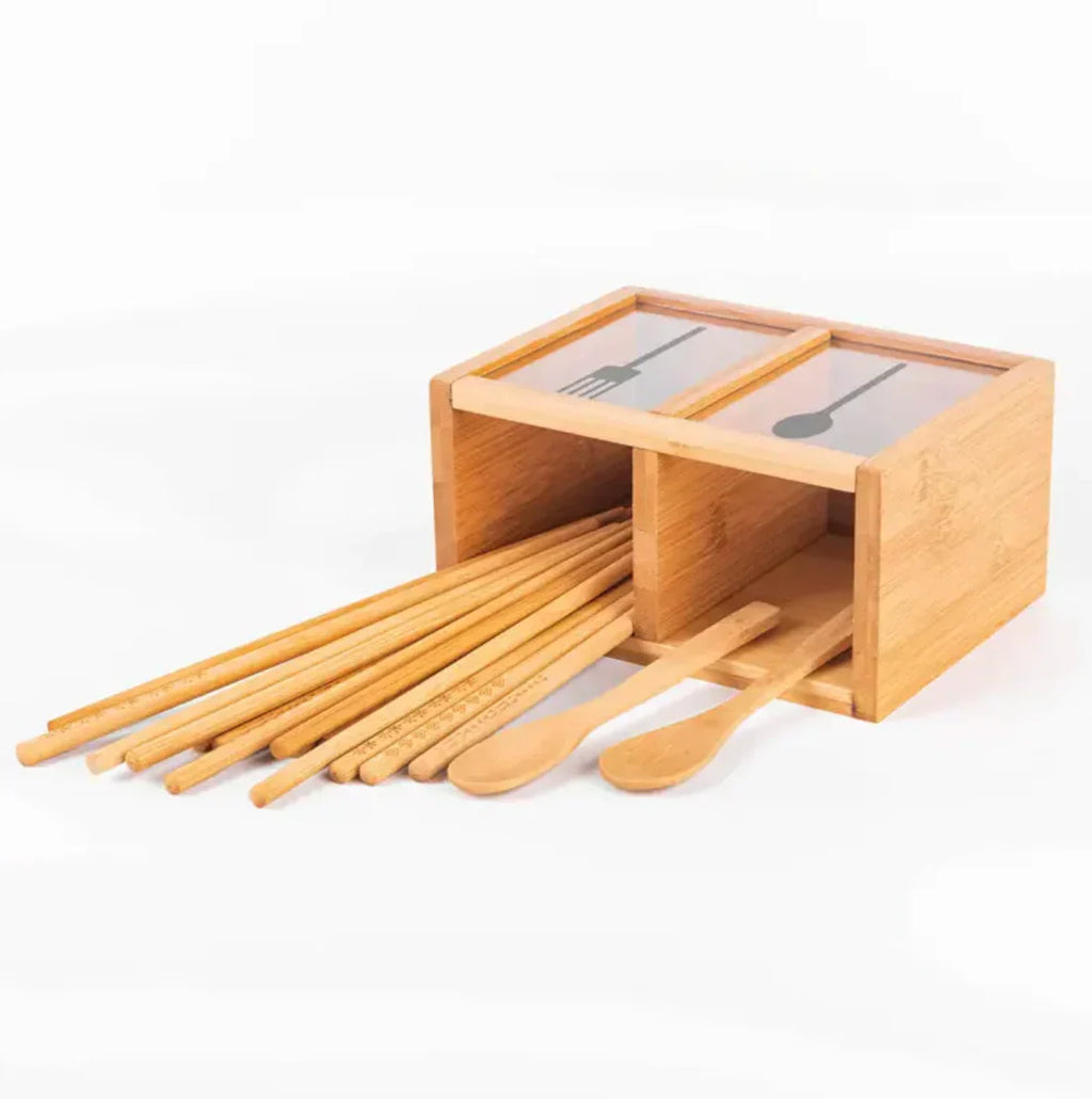 Bamboo Utensils Organizer