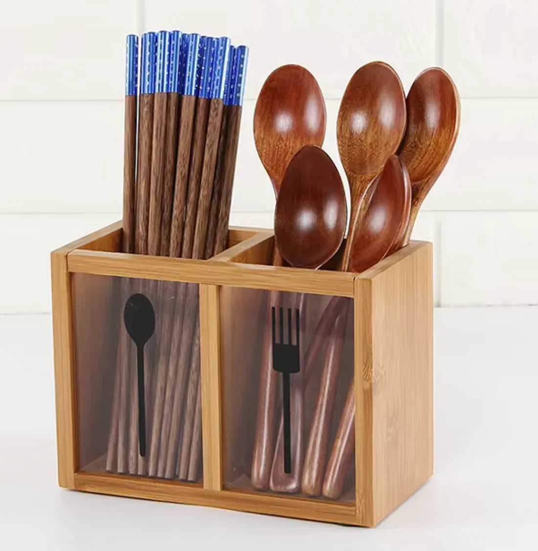 Bamboo Utensils Organizer