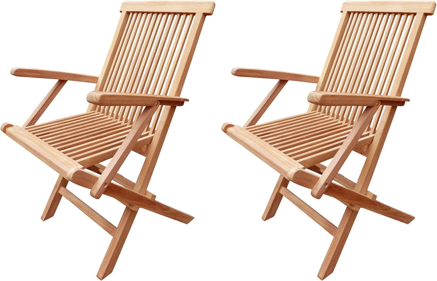 Set of 2 Solid Teak Wood Folding Chair