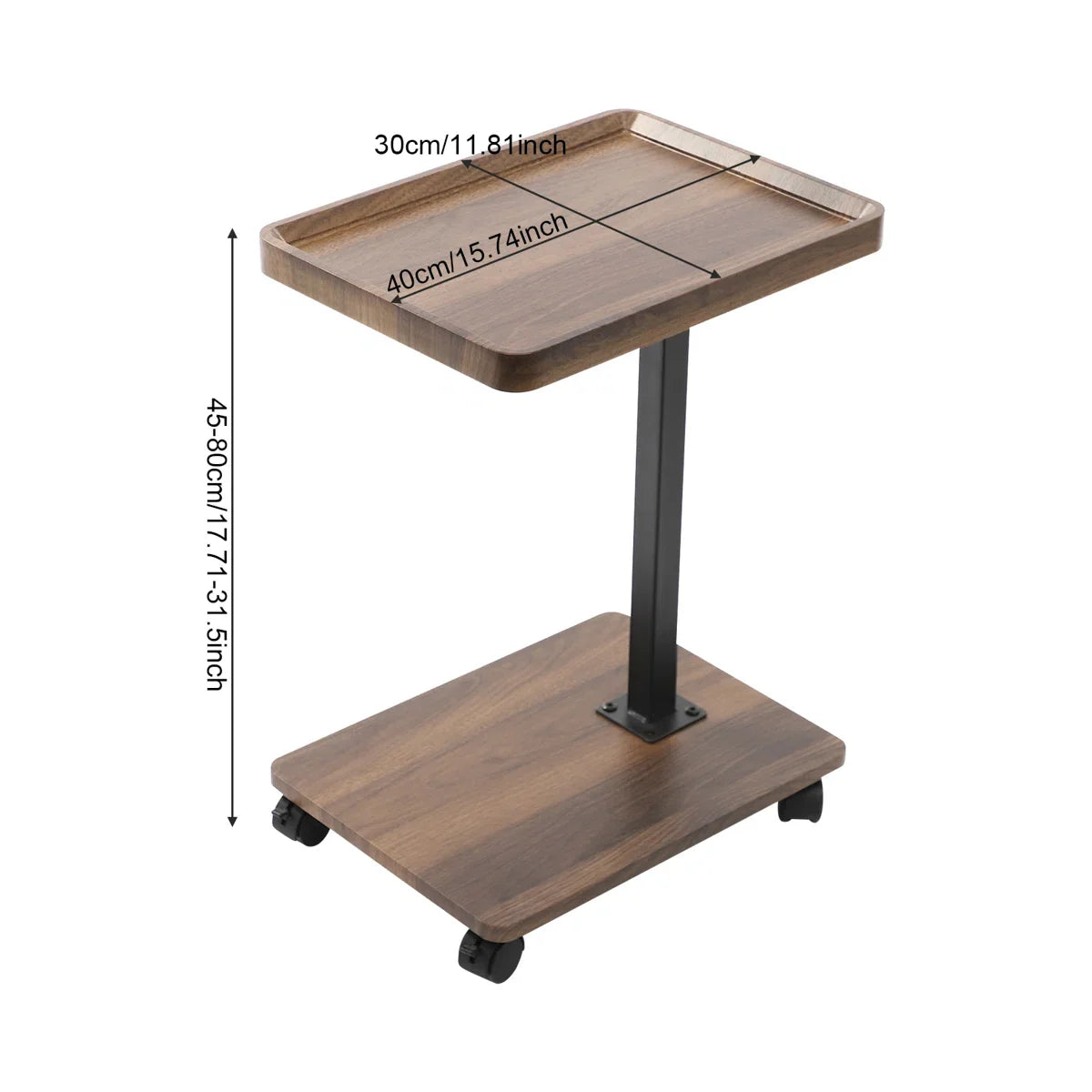 C-Shaped Side Table with Storage Shelf