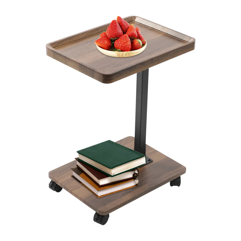 C-Shaped Side Table with Storage Shelf