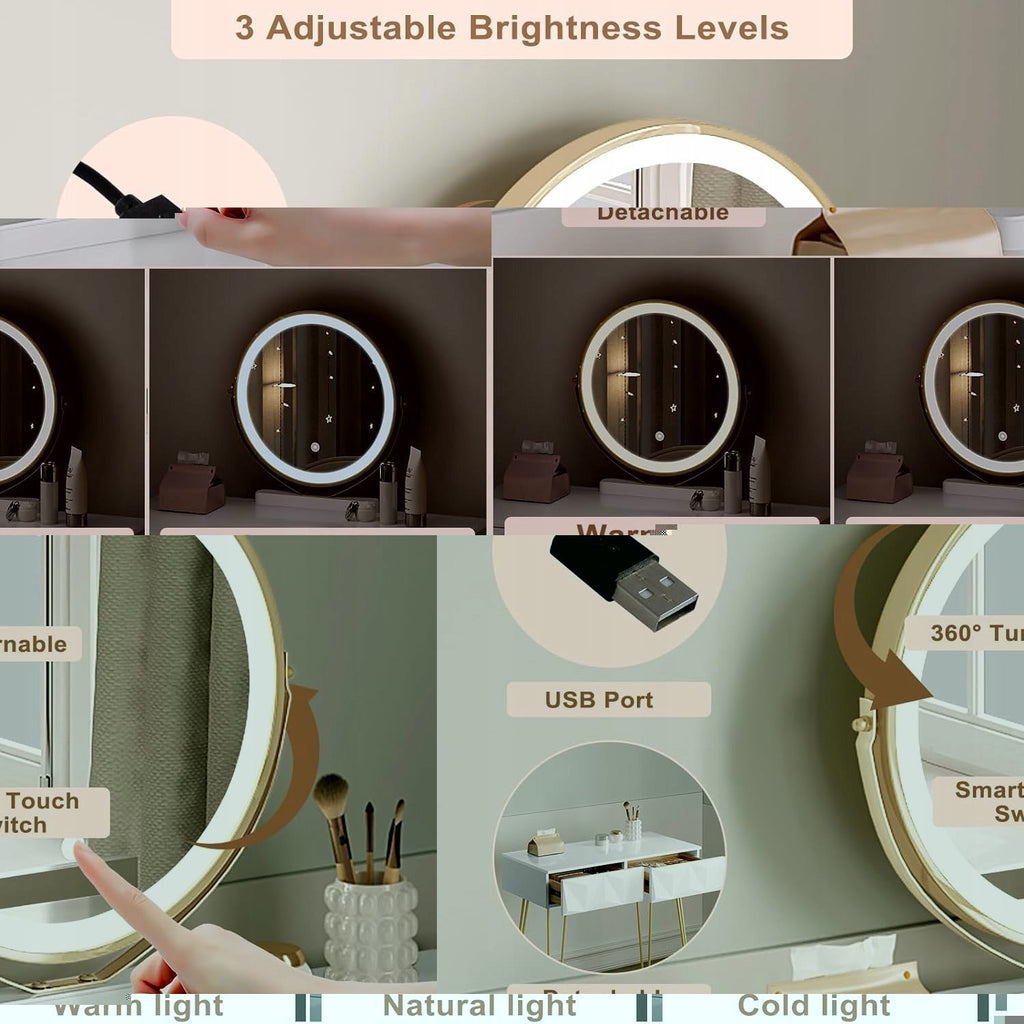 Dressing Table with LED Lighting Mirror