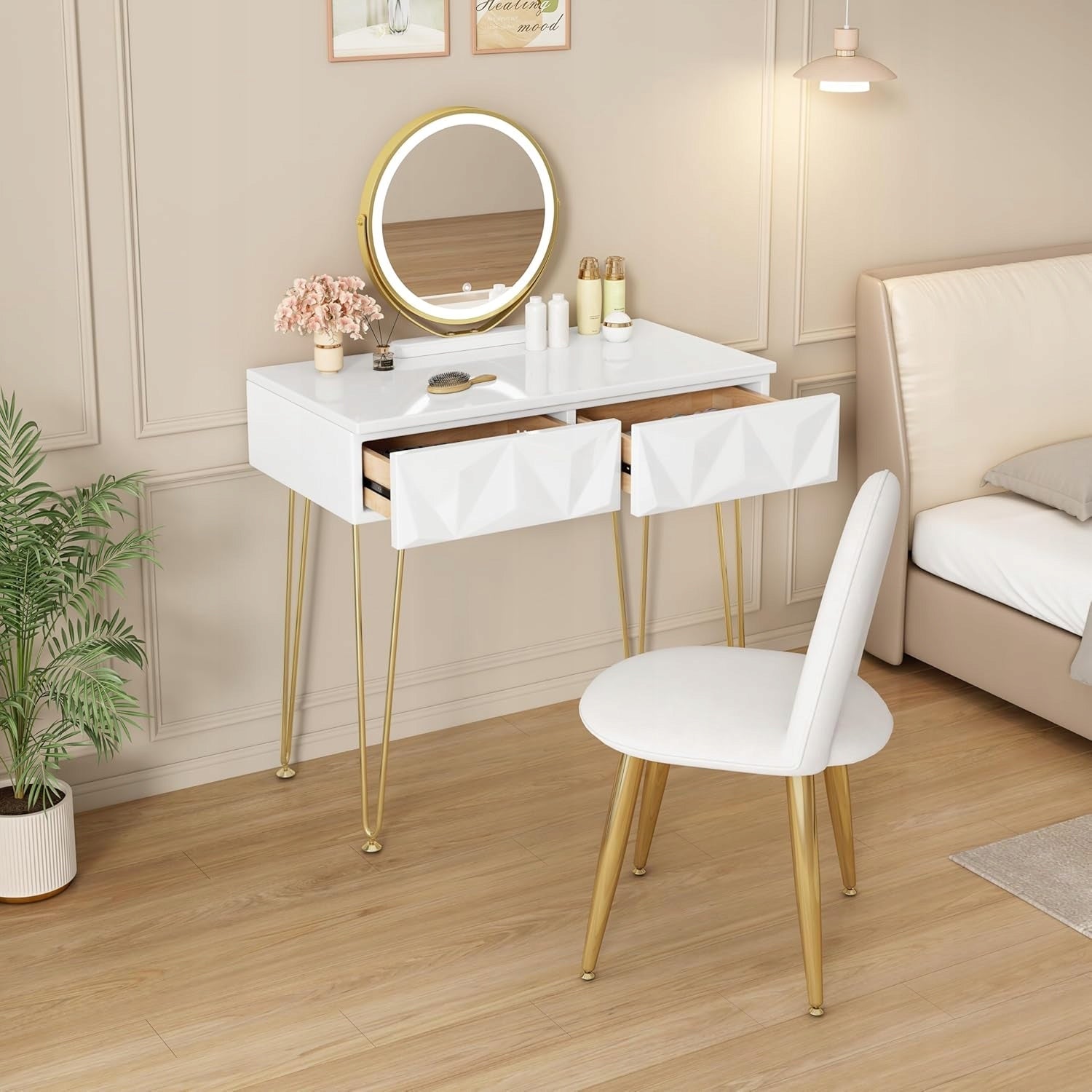 Dressing Table with LED Lighting Mirror