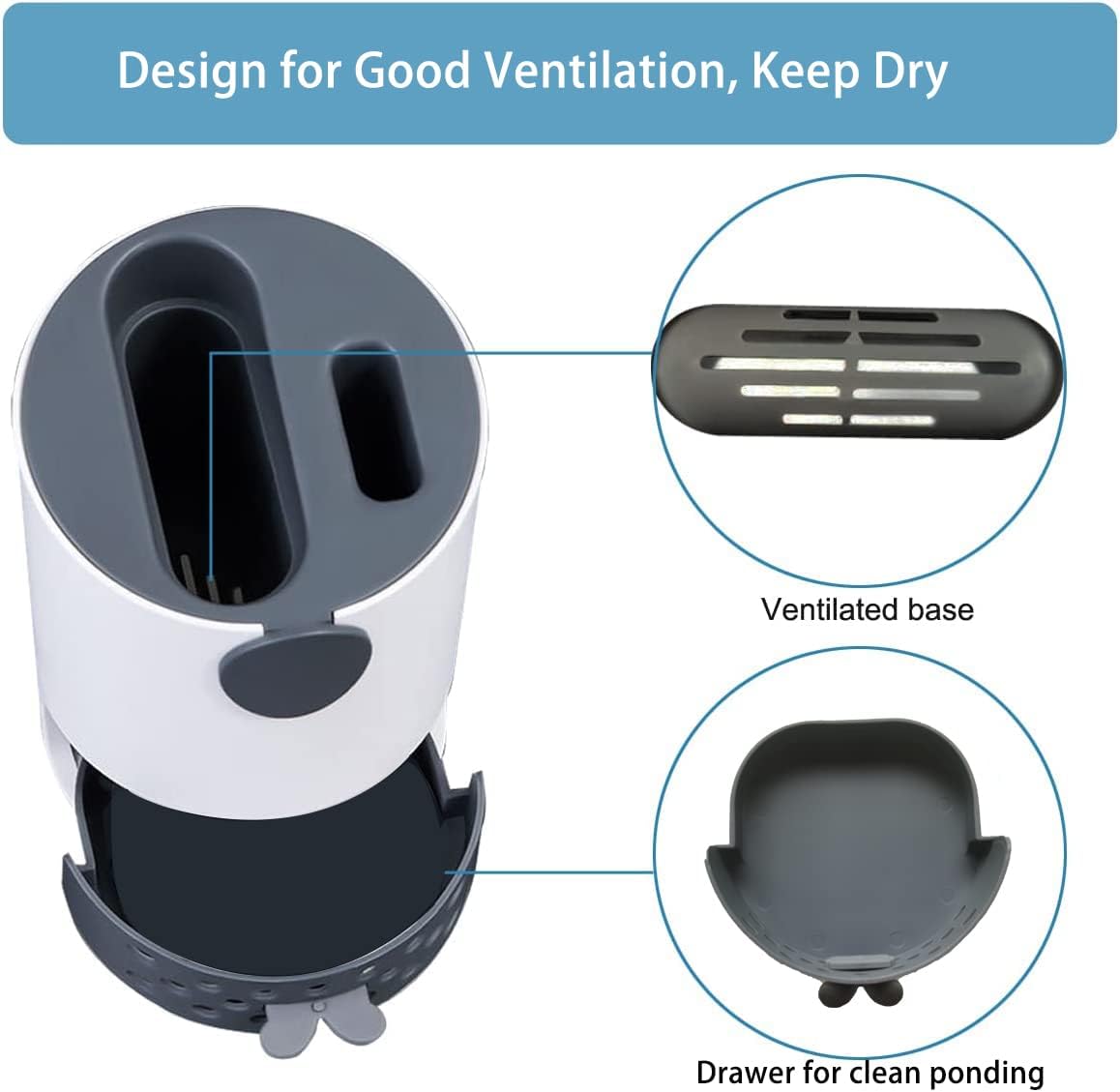 Toilet Brush with Ventilated Drying Holder