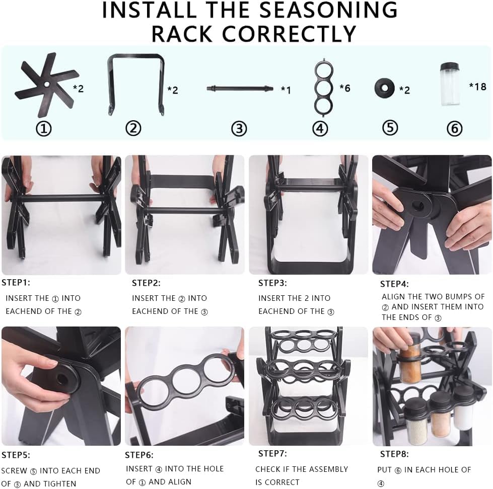 GeBe 18 Glass Jar Included Organizer With Labels Spices