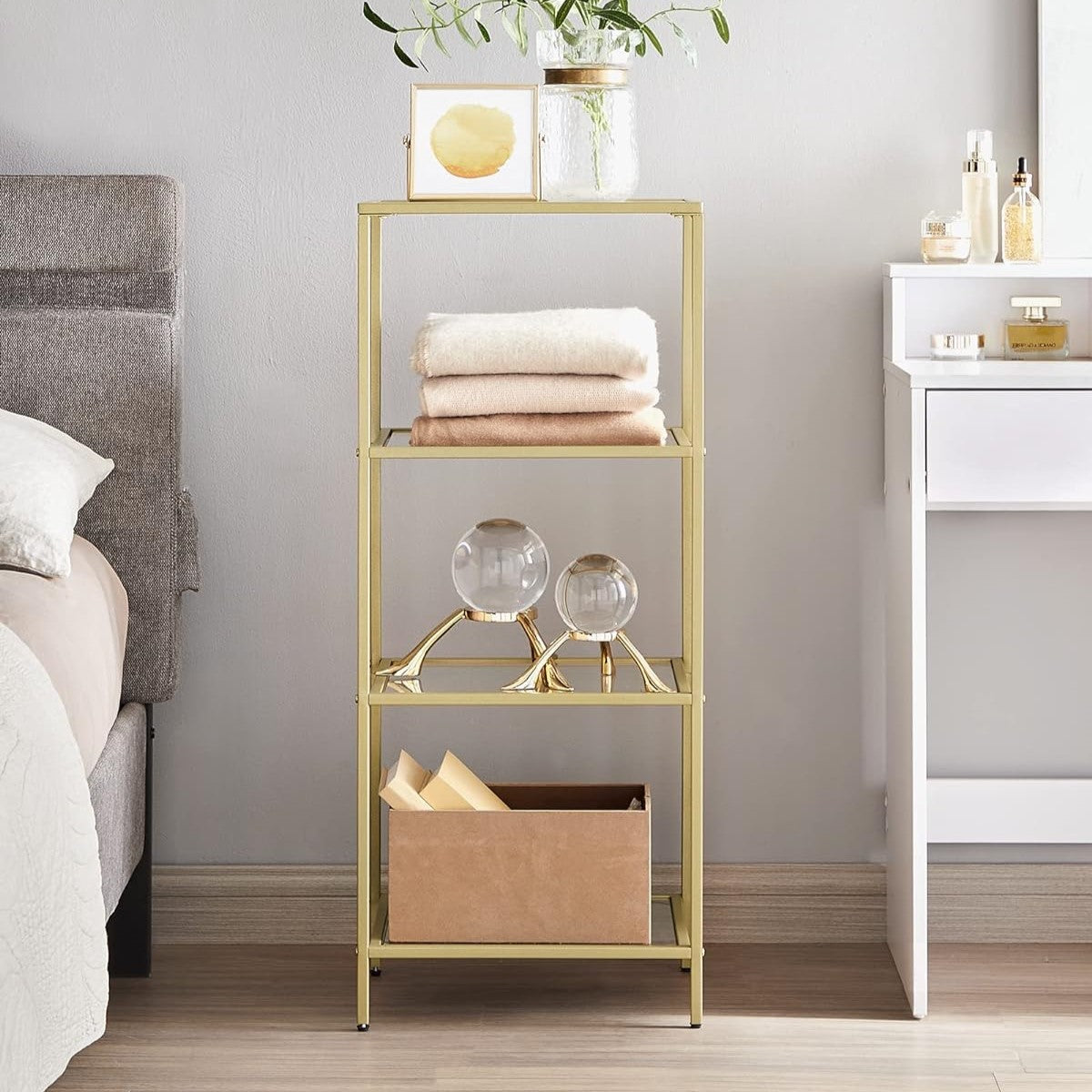 VASAGLE 4-Tier Glass Shelf