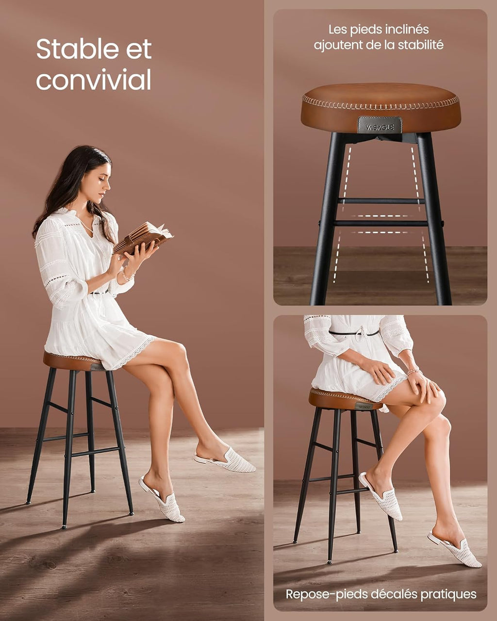 VASAGLE Set of 2 Bar Stool