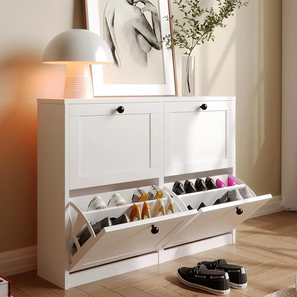 Shoe Cabinet with 4 Flip Drawers