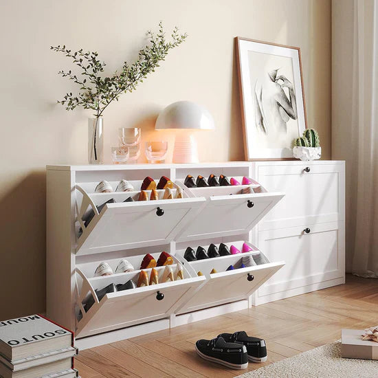 Shoe Cabinet with 4 Flip Drawers